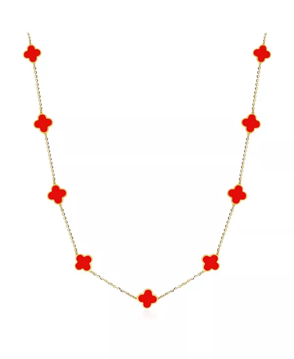 

Мини-Колье с коралловым клевером, 14-каратное золото The Lovery, coral