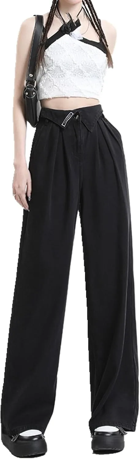 

Женские джинсы Loose, комфортные высокие и модные широкие с карманами SAMIAMZ