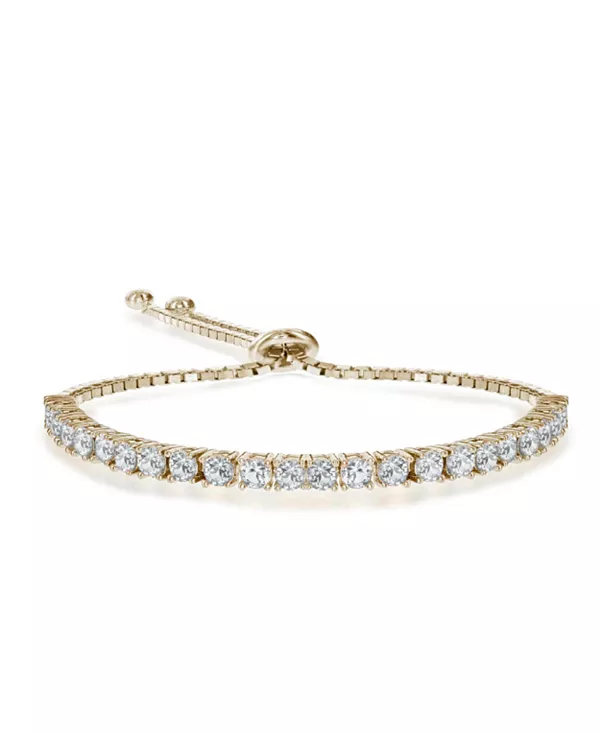 

Регулируемый браслет Bolo с круглыми прозрачными кубическими цирконами Rachel Glauber, gold