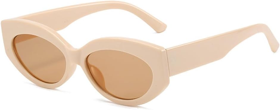 

Ретро-солнцезащитные очки «кошачий глаз» с овальными линзами, модные очки для женщин, защита от ультрафиолета UV400, трендовые солнцезащитные очки для мужчин TKKTLLT, Beige Champagne