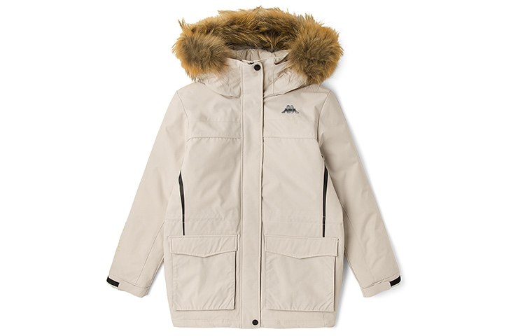 

Пуховая куртка женская с капюшоном, утепленная пуховая куртка Kappa, wheat хаки-6303