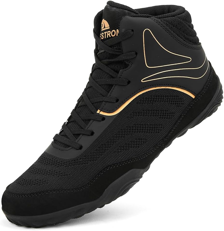 

Мужские боксерские кроссовки Pro с высоким голенищем для борьбы, подростковые, для Муай Тай и кикбоксинга, дышащие, для фитнеса, для детей и подростков, с превосходным сцеплением и поддержкой Hiuzylqx, черный