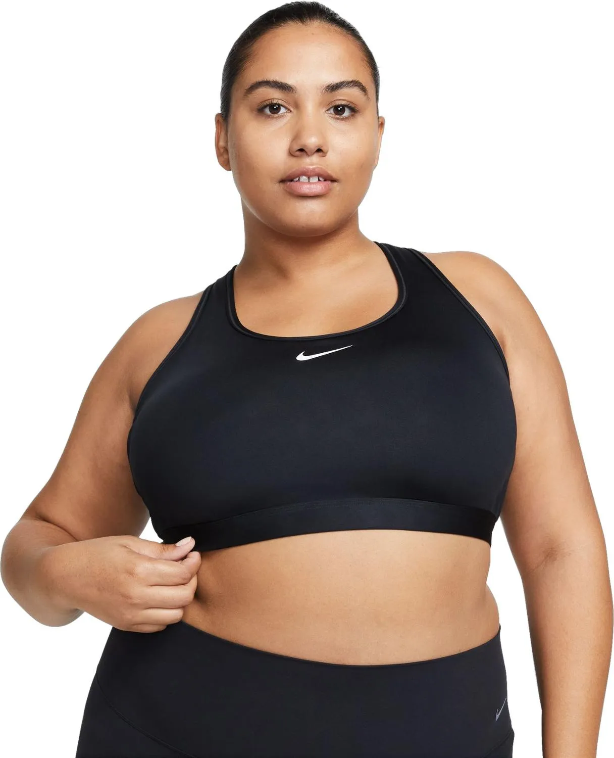 Спортивный бюстгальтер средней поддержки Swoosh Nike, Black/White — фото 2