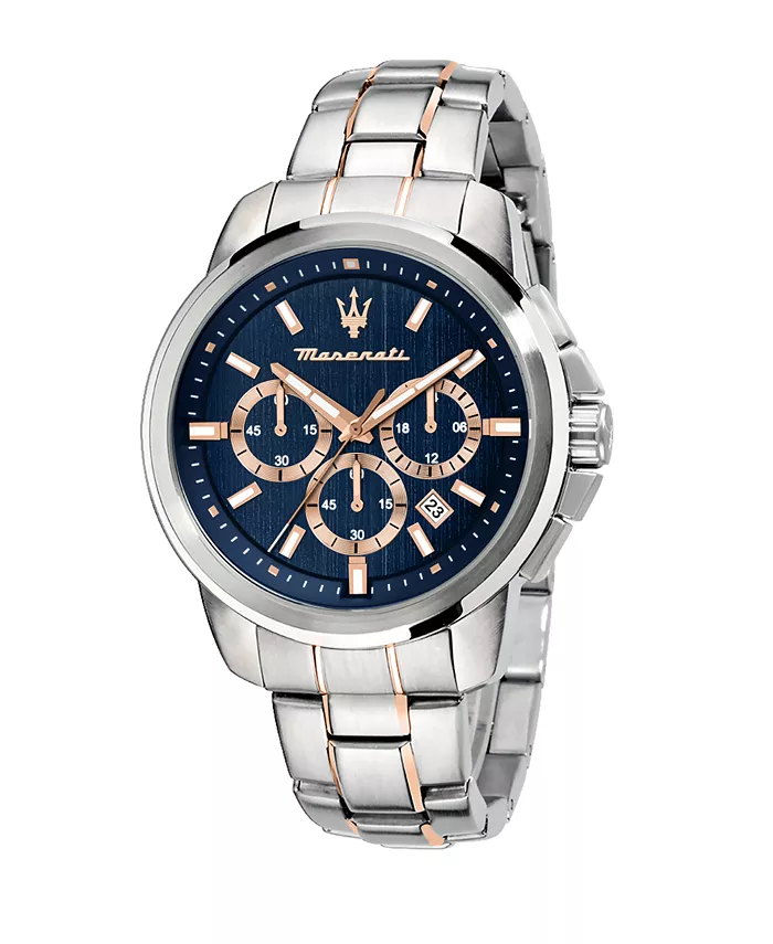 

Мужские хронографические часы с двухцветным металлическим браслетом, 44 мм Maserati