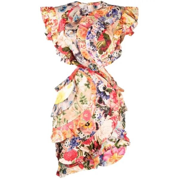 

Платье spliced floral-print mini dress Zimmermann, мультиколор