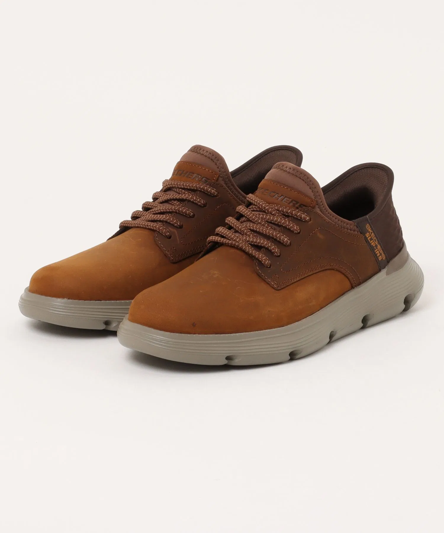 Мужские кожаные кроссовки SKECHERS SLIP-INS:GARZA-GERVIN коричневые