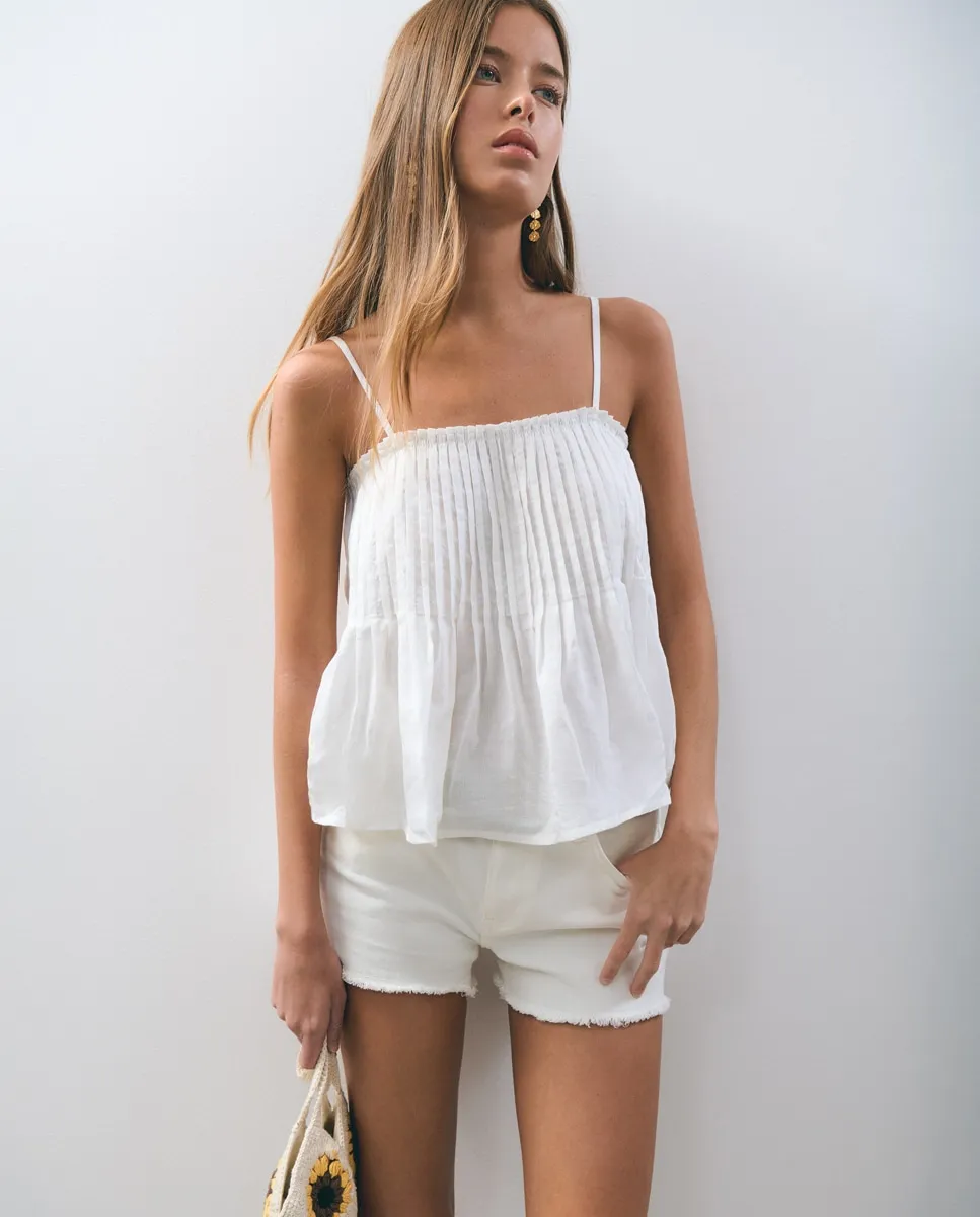 

Женский топ на бретельках с сборками Brownie, белый