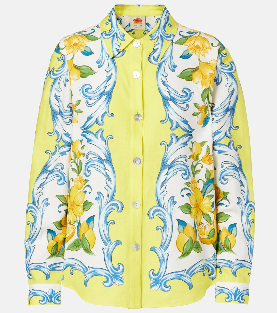 

Рубашка из льняной ткани с цветочным принтом Farm Rio, Sicily Scarf Off-White