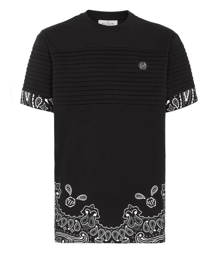 

Футболка с круглым вырезом, SS, с узором пейсли, бандана Philipp Plein, черный
