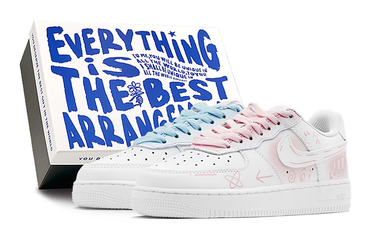 

Кроссовки Nike Air Force 1 Skateboarding Shoes Women's Low-top White, синий/розовый