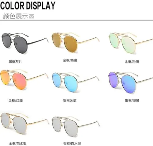 

Модные солнцезащитные очки для мужчин и женщин, стильные, с плоской верхней частью, женские солнцезащитные очки в металлической оправе MTZJH, Gold Silver