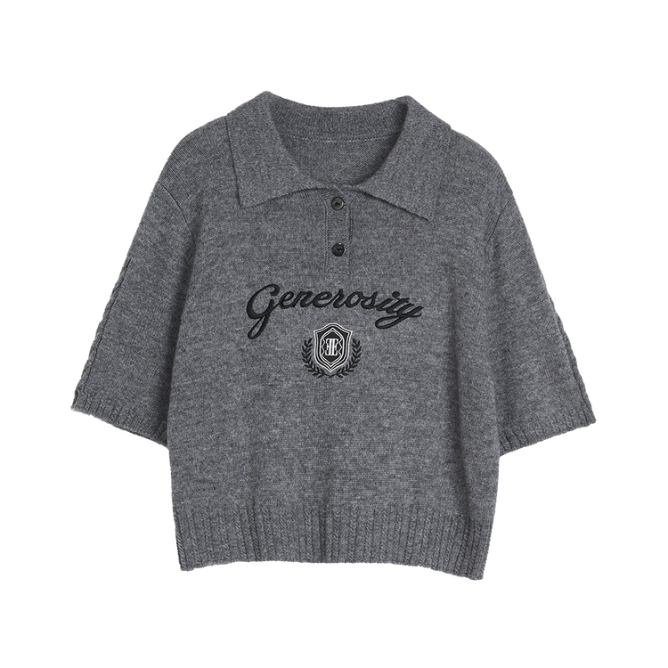 

ELLE Свитер женский темно-серый с воротником-поло, тонкий, прочие