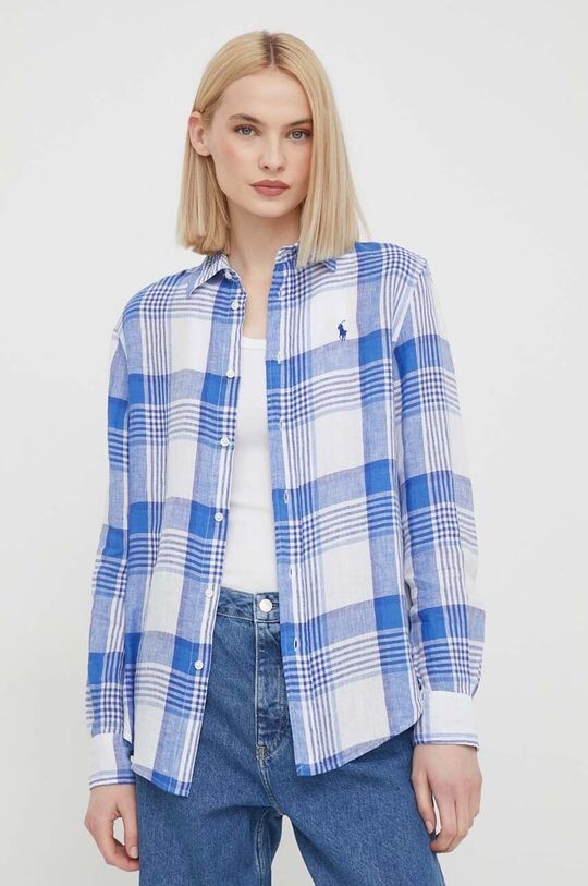

Льняная рубашка Polo Ralph Lauren, синий