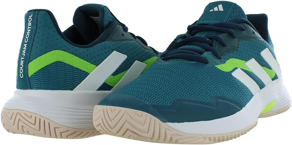 Мужские теннисные кроссовки adidas Courtjam Control, белый/зеленый — фото 2