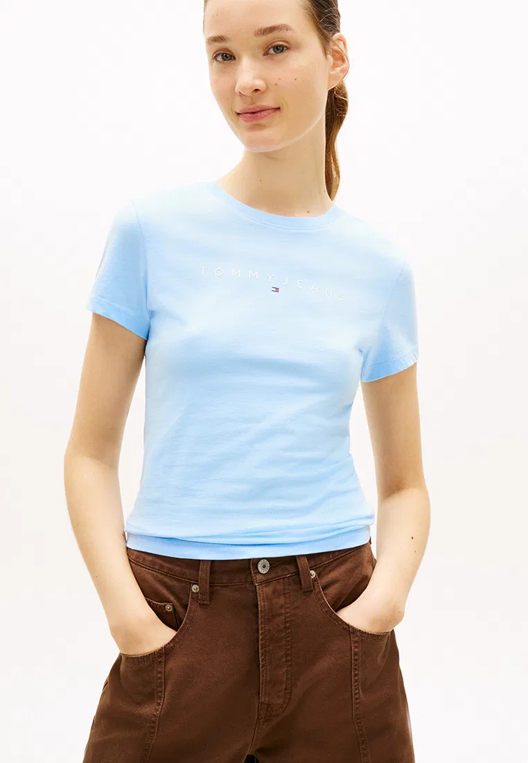 Футболка, Slim Linear, Tommy Jeans Tommy Hilfiger, синий