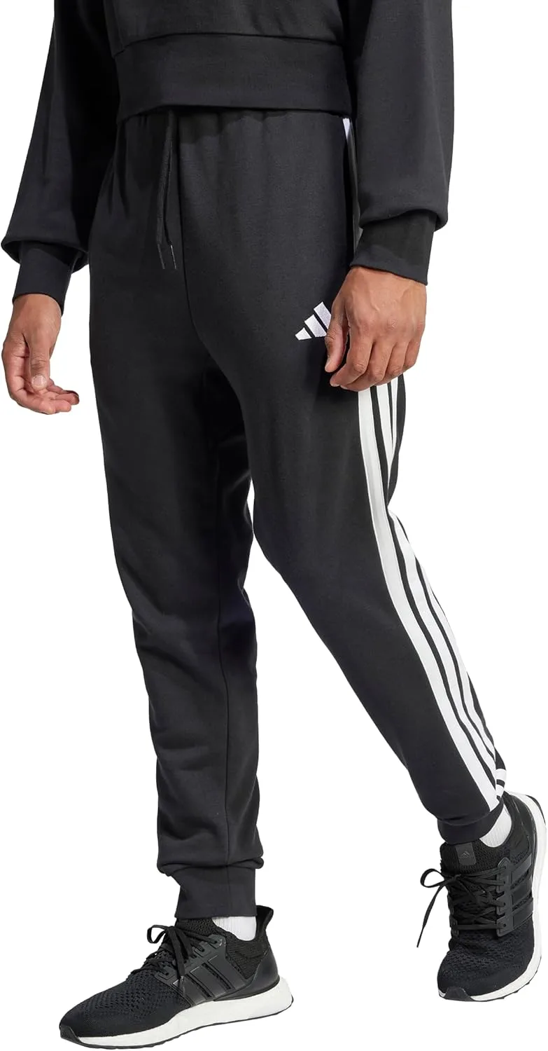 Мужские спортивные брюки Adidas Essentials 3-Stripes из французского махрового трикотажа, черно-белый