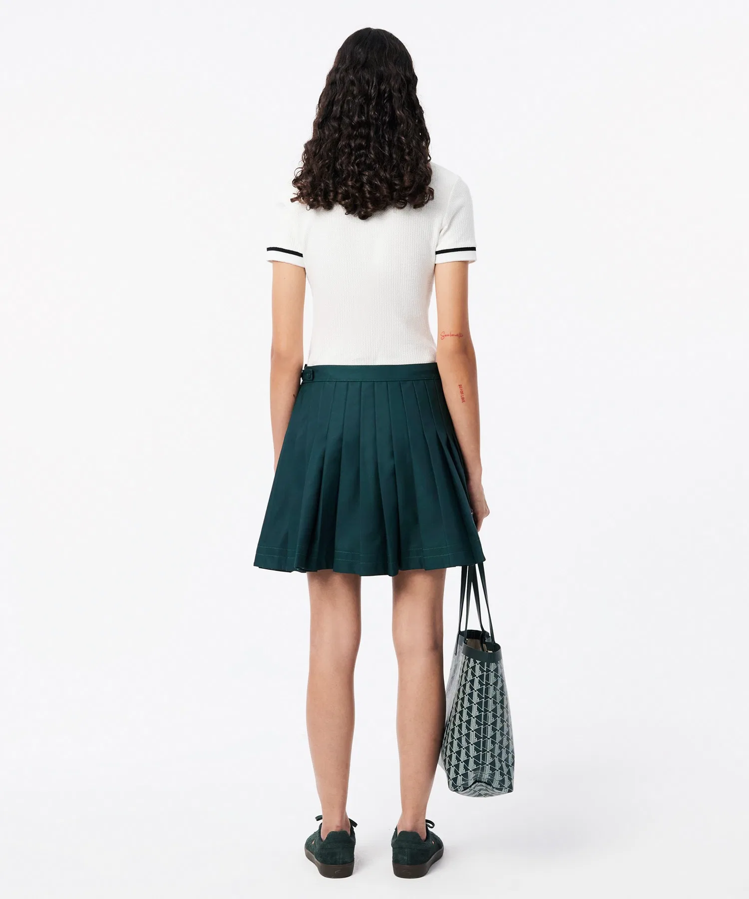 Юбка-плиссе LACOSTE, теннисный стиль, цвет хаки — фото 3