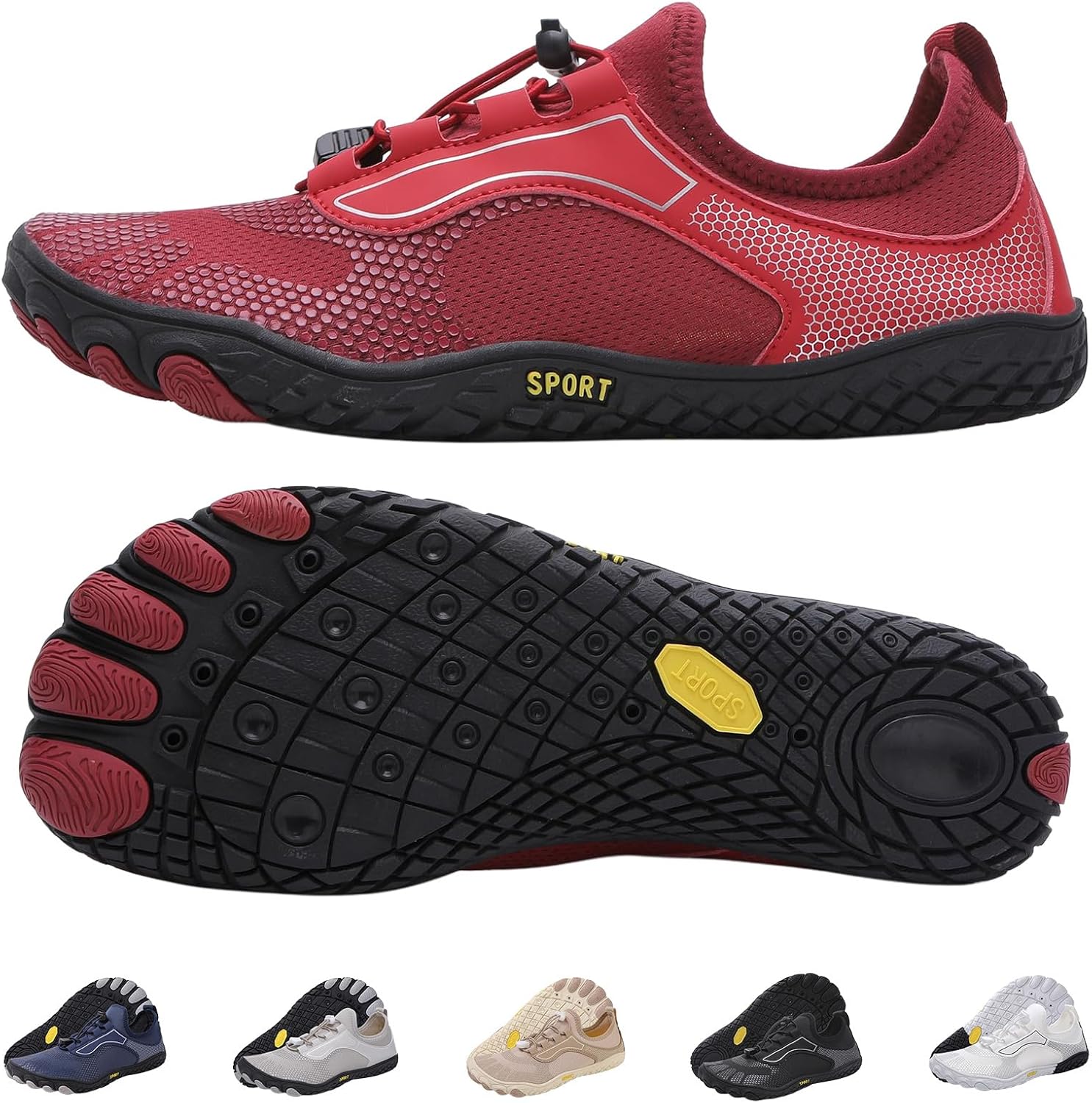 

Кроссовки для пеших прогулок женские и мужские, здоровая и нескользящая обувь для воды для женщин и мужчин, кроссовки с широким носком, унисекс, для пляжа и бассейна Kiyenus, 2303red