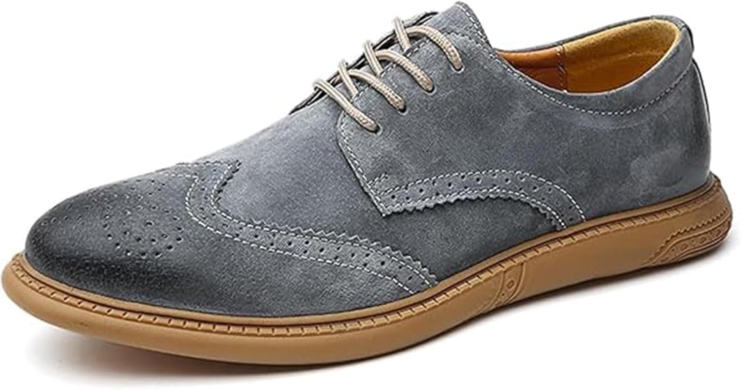 

Мужские кожаные оксфорды с круглым носком, низким каблуком, шнуровкой, деловые и формальные, удобные, модные, повседневные туфли Xinduoyu, серый