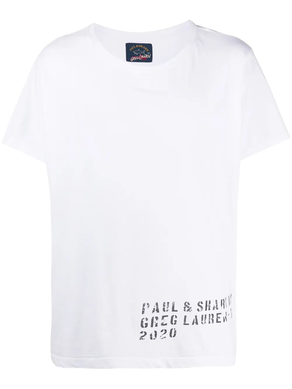 

Футболка с графичным принтом и круглым вырезом Greg Lauren X Paul & Shark, белый
