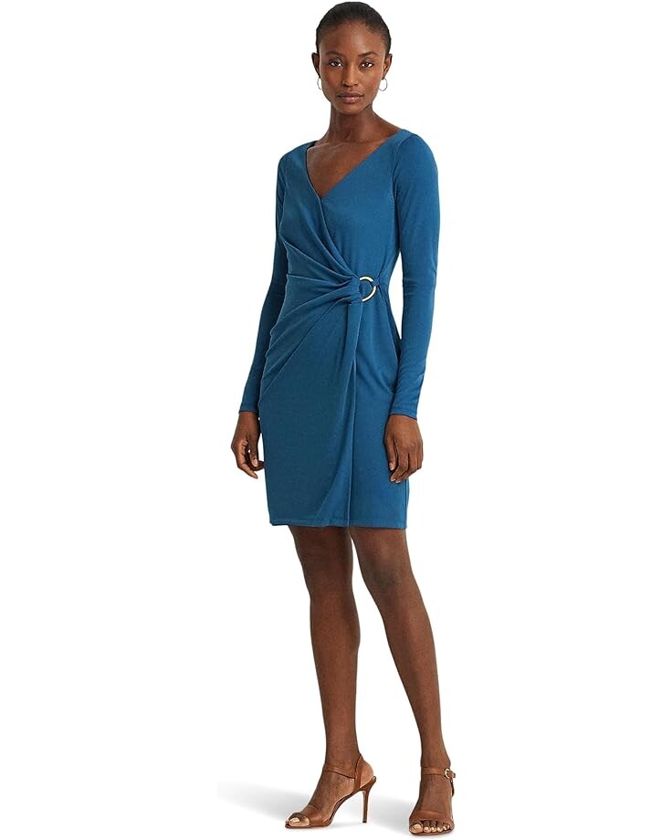 

Платье LAUREN Ralph Lauren Ring-Trim Stretch Jersey Cocktail, цвет Indigo Dusk