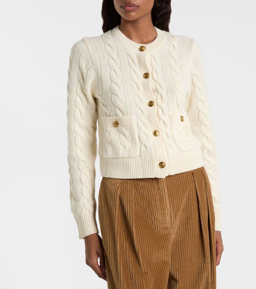 Кардиган из шерсти и кашемира с узором «косичка» Polo Ralph Lauren, Authentic Cream — фото 4
