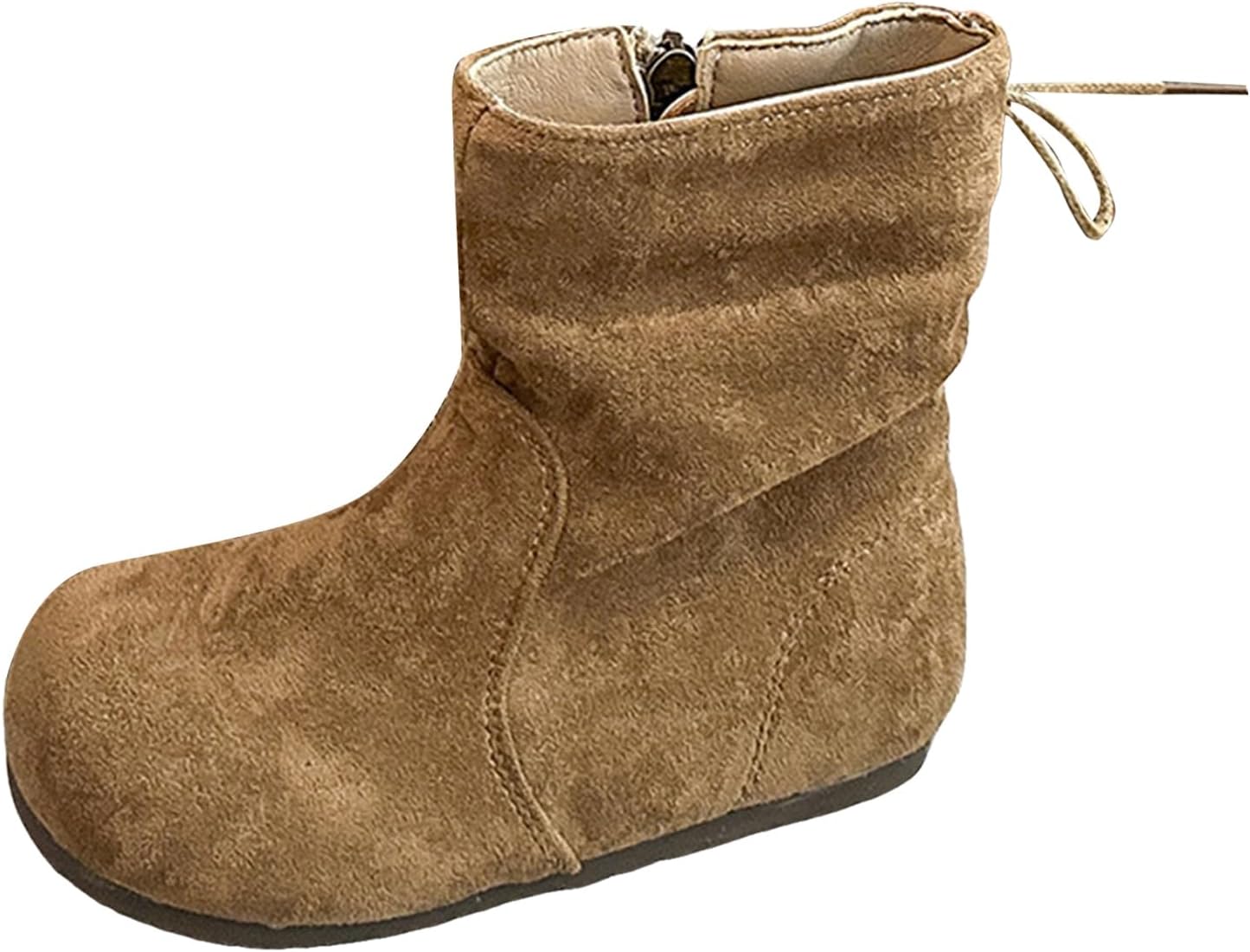 

Детские ботильоны IWIHMIV для девочек с боковой молнией, короткие замшевые ковбойские ботинки, противоскользящие модные ботинки средней длины для малышей, Khaki