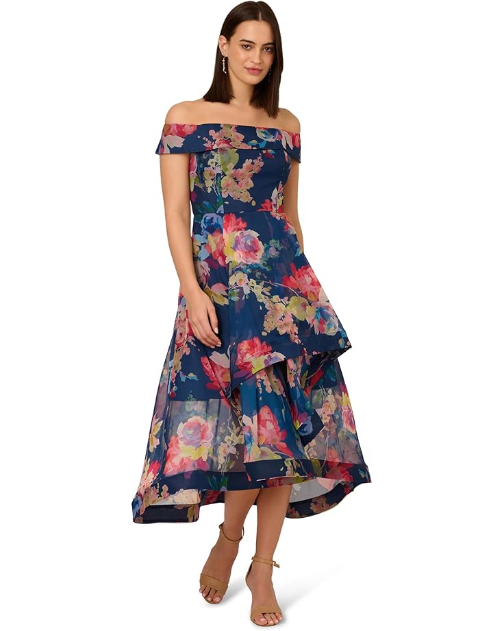 

Платье Adrianna Papell Floral Organza High Low Dress, цвет Navy Multi