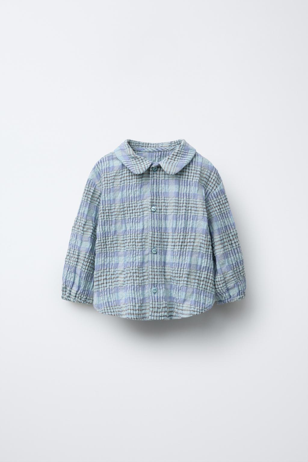

Рубашка в текстурированную клетку ZARA, цвет Blue/Lavender