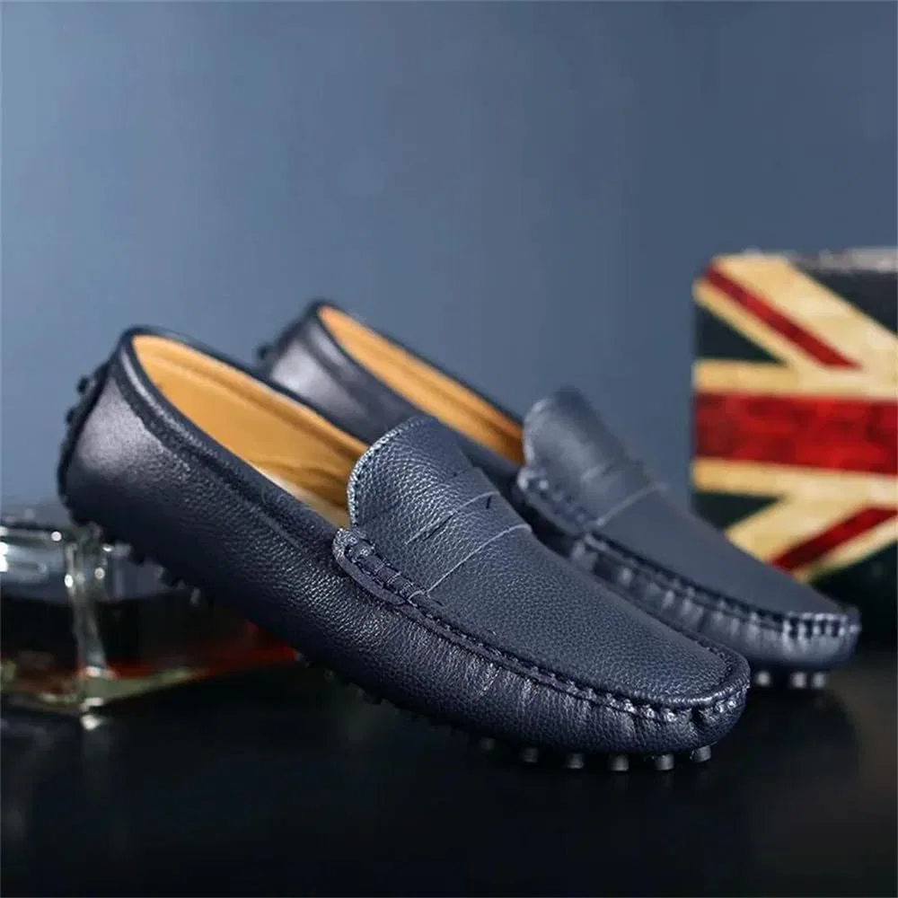 Лоферы мужские кожаные Adhdyuud Penny Loafers, синий — фото 2