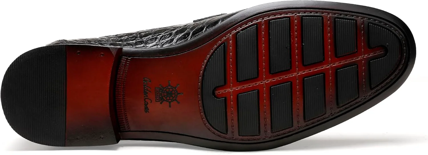 

Классические деловые туфли-лоферы премиум-класса для мужчин, с принтом под крокодиловую кожу GOLDEN COXES FAMILY, черный