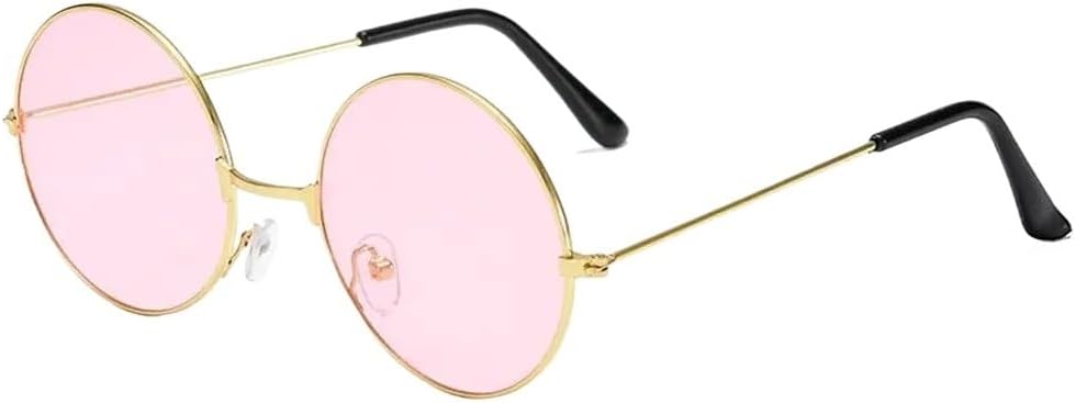 

Модные ретро круглые солнцезащитные очки в стиле хиппи для женщин и мужчин, стильные панк-диско-очки для вечеринок, круглые металлические солнцезащитные очки с защитой от УФ-излучения Generic, Pink