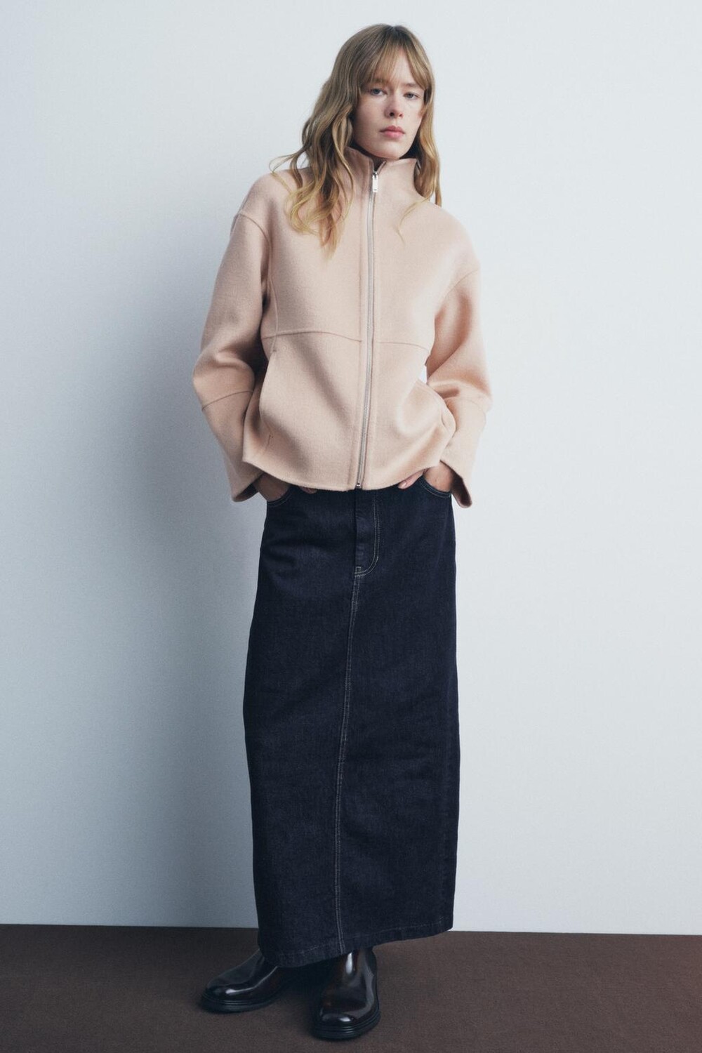 

Шерстяная куртка ZARA, розовый