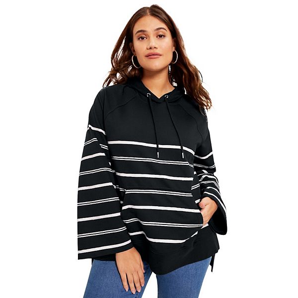 

Толстовка June + Vie с расклешенными рукавами для женщин plus size June & Vie, Black Horizontal