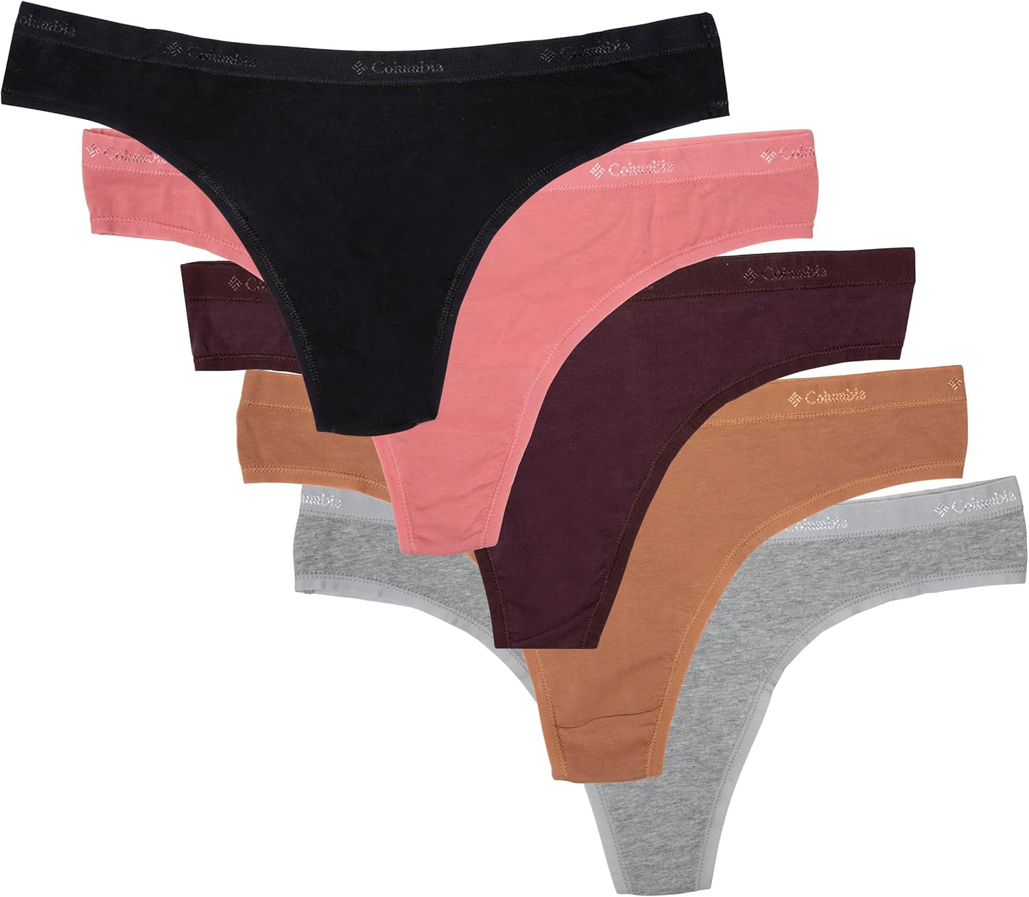 

Columbia женские трусы-стринги 4-way Stretch Cotton, 5 штук, Black/Heather Grey/Camel Brown/Moon Vista/Agave