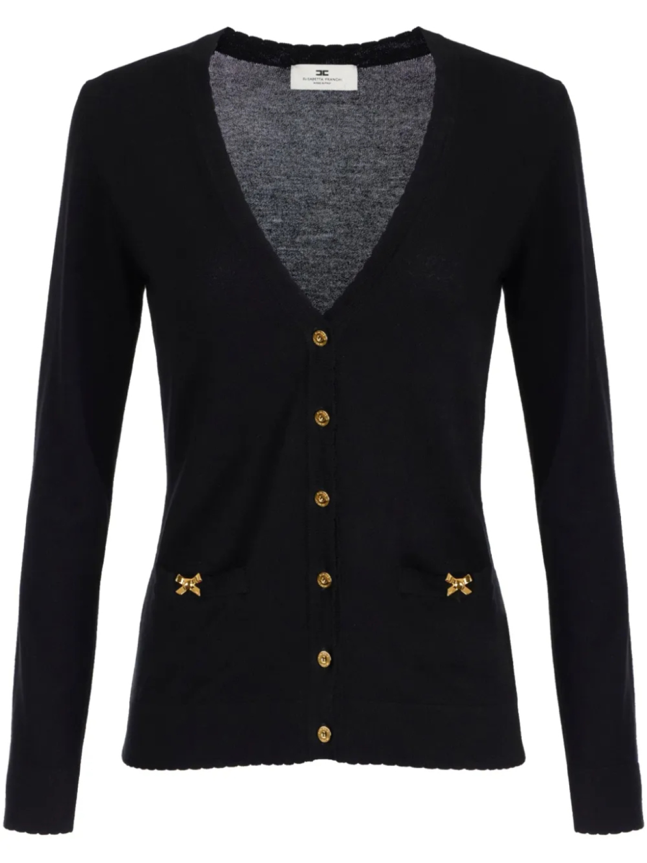 

Кардиган Elisabetta Franchi с золотым бантом, черный