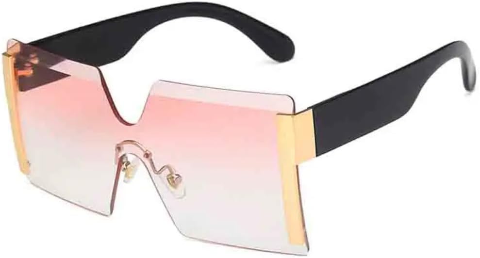 

Модные солнцезащитные очки большого размера без оправы для женщин, с плоской верхней частью, большие солнцезащитные очки для женщин, цельные, для путешествий VVTWSSW, Black Pink