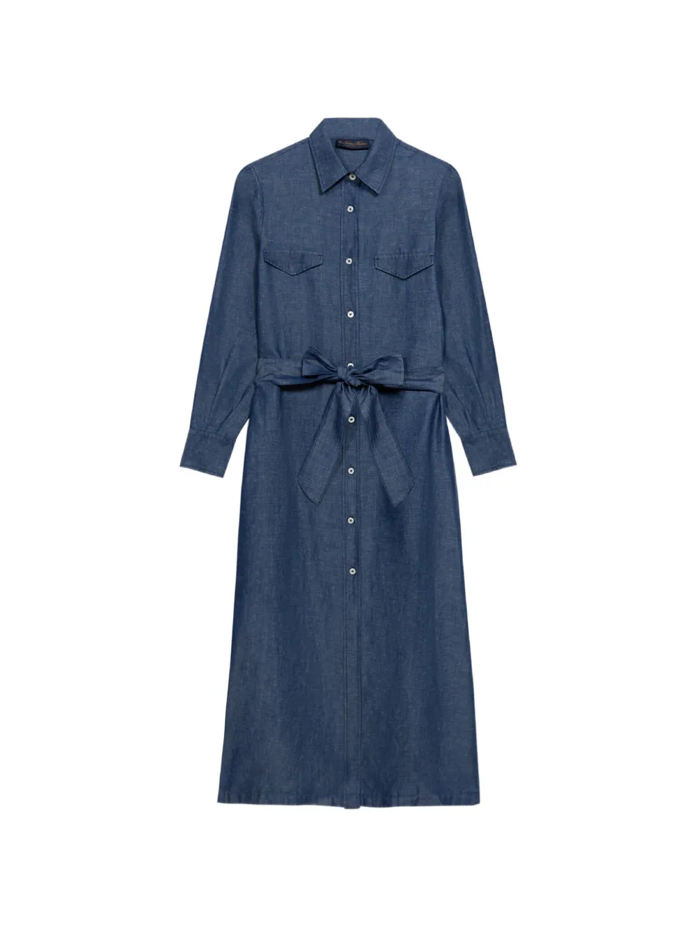 

Льняное платье-рубашка с пуговицами спереди Brooks Brothers, синий