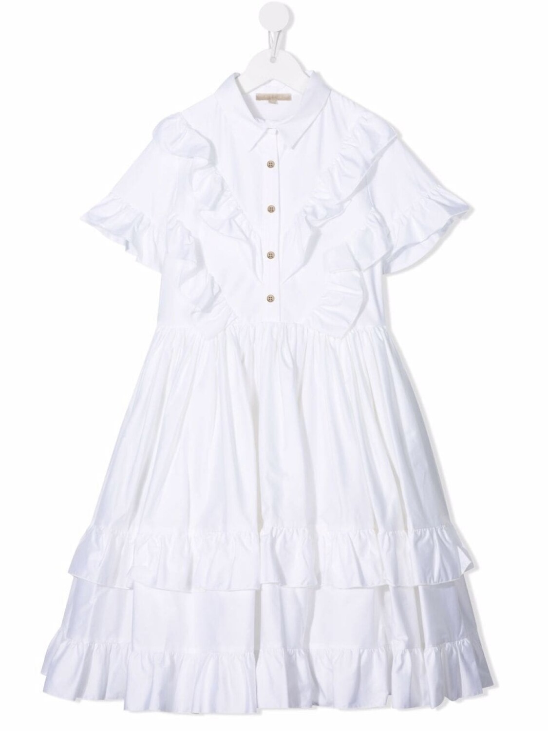 

Elie Saab Junior платье-рубашка миди с оборками, белый
