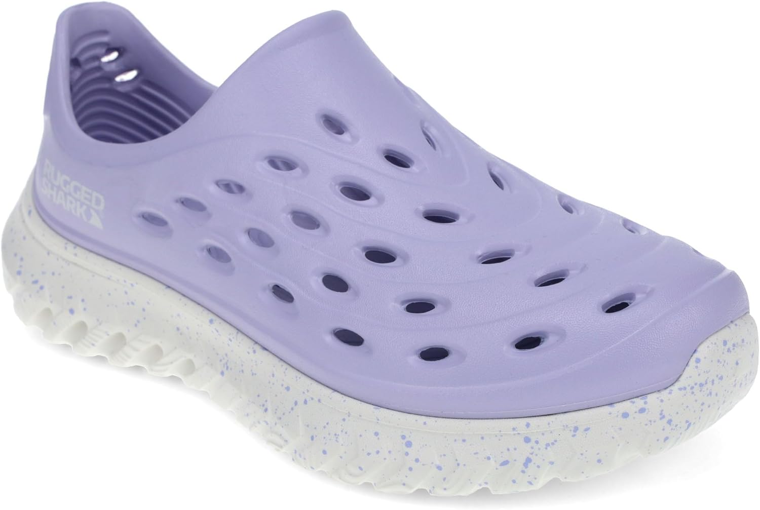 

Детские водные слипоны Rugged Shark Rift для мальчиков и девочек - быстросохнущая EVA, дренаж AQUAFLO, вентиляция, легкая текстурированная стелька, легко надевать и снимать, идеально для пляжа, бассейна и прогулок на свежем воздухе, Lilac