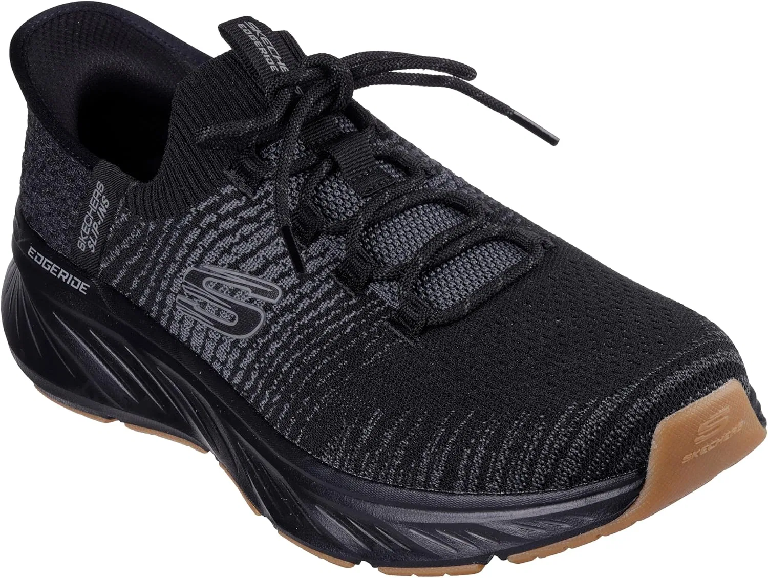 Мужские кроссовки Skechers Edgeride Raygo Hands Free без шнурков, Black Knit Trim — фото 4