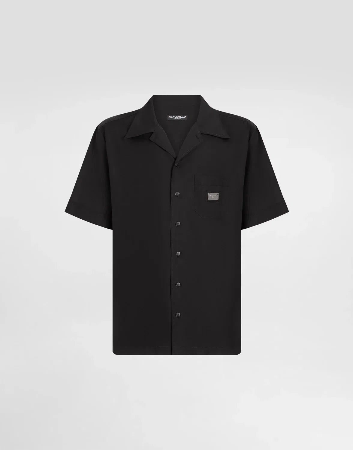 Хлопковая гавайская рубашка с фирменной биркой DOLCE & GABBANA, черный