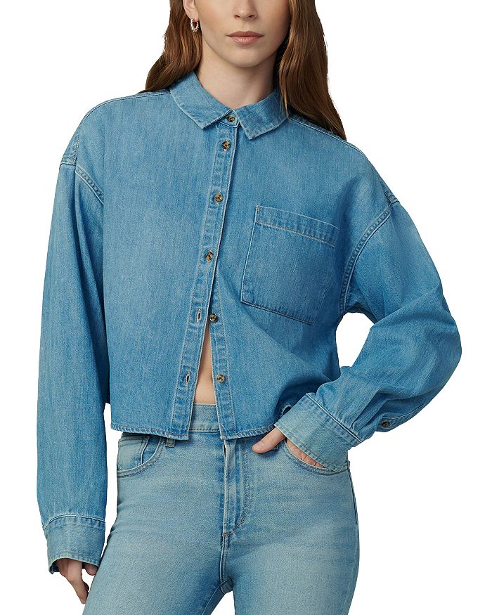 

Укороченная джимовая рубашка Boyfriend Joe's Jeans, синий