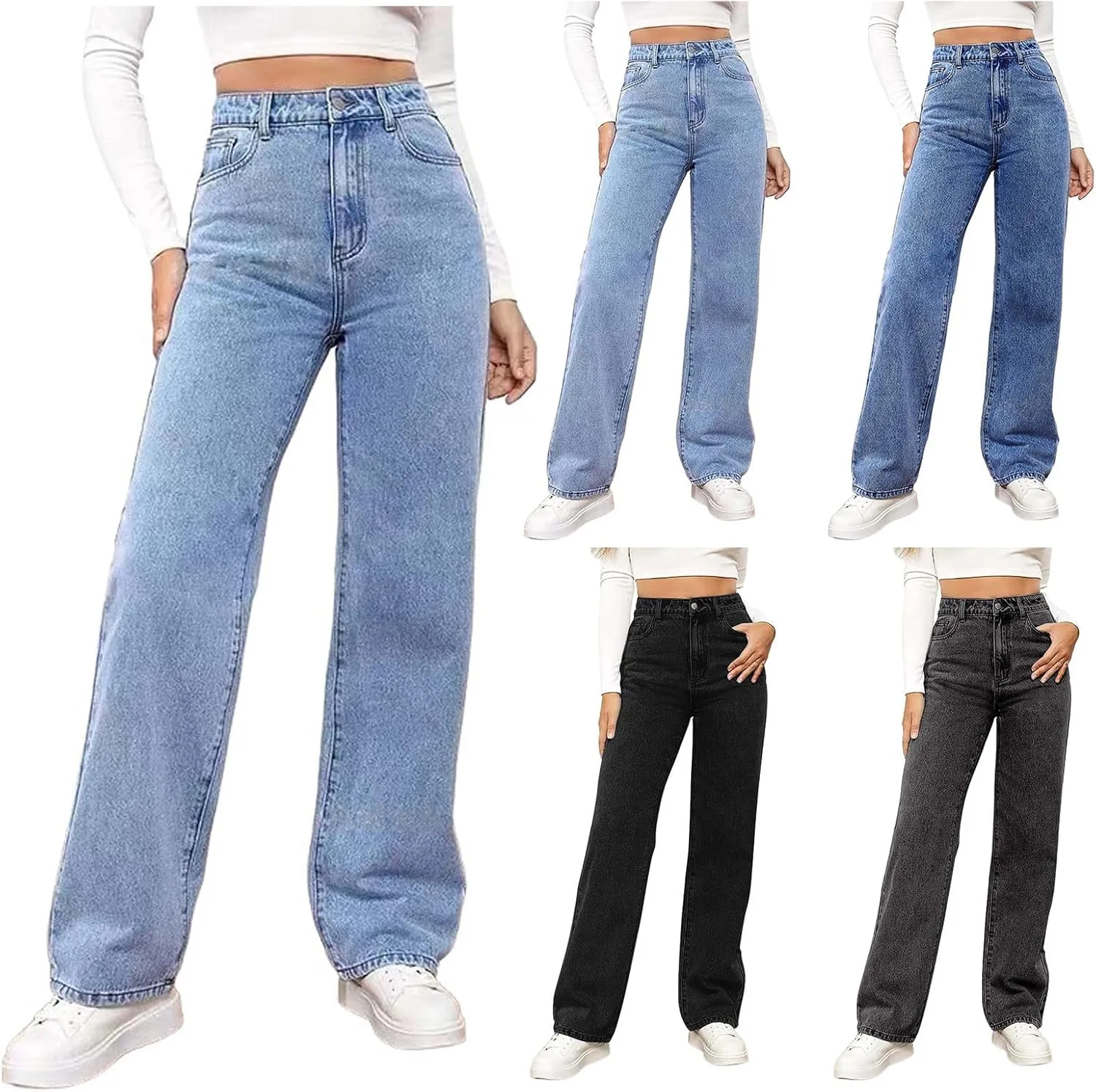 

Женские джинсы прямого кроя Vintage Slim Fit с высокой посадкой KAJXZ