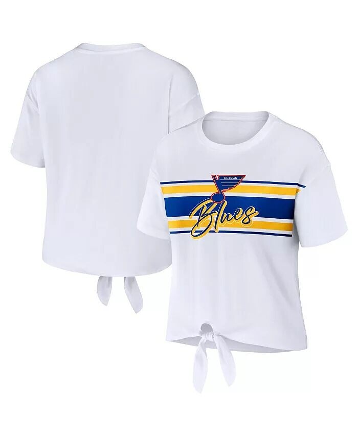 

Женская белая футболка St. Louis Blues с узлом спереди Wear By Erin Andrews, белый