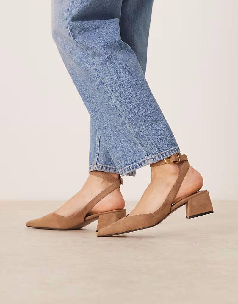 Туфли на среднем каблуке ASOS DESIGN Sienna из серо-коричневой замши