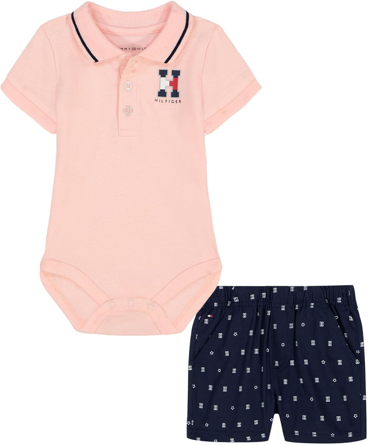 

Комплект из двух поло-шорт Tommy Hilfiger для мальчиков, Pink/Navy Blazer Print