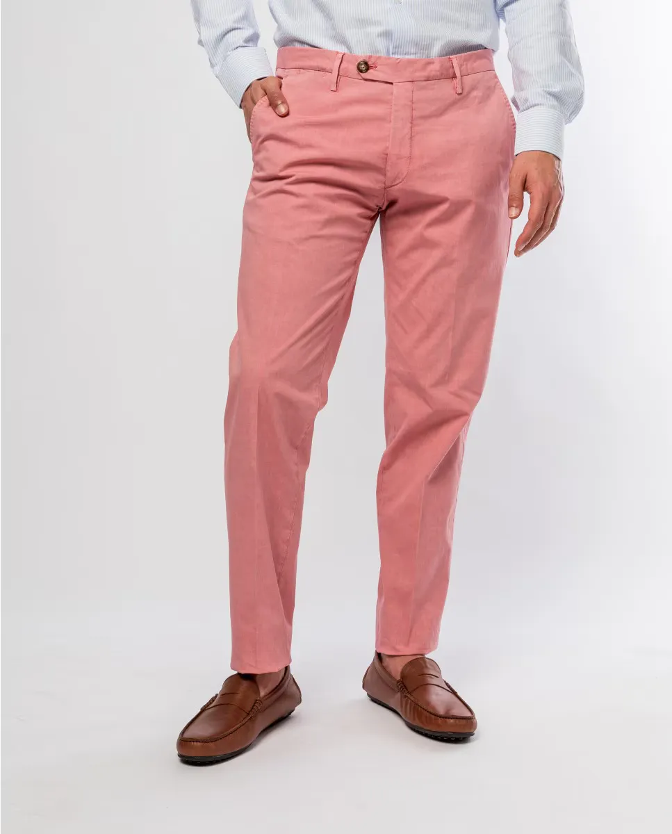

Мягкие узкие мужские брюки чинос светло-розового цвета Wickett Jones