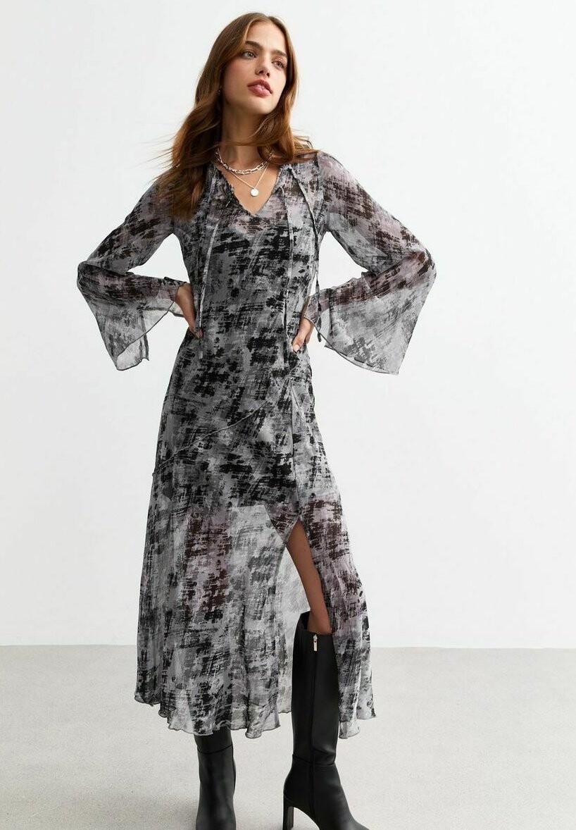 

Повседневное платье BLUR SLIT CUFF New Look, светло-серый