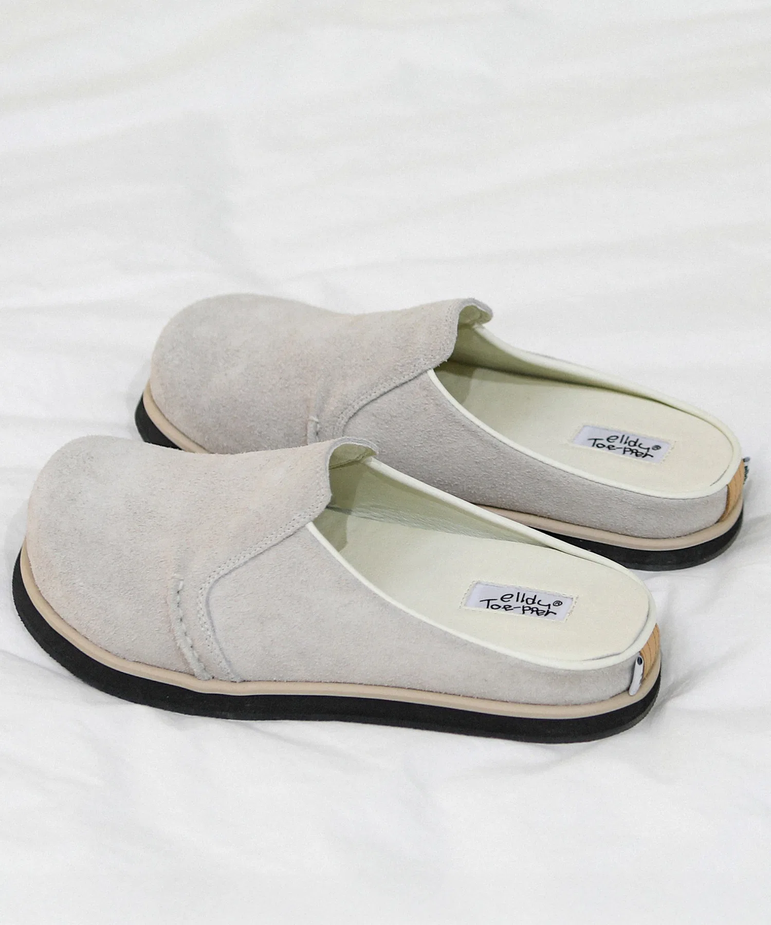 Унисекс слипоны из замши elldu TOE-PPER бежевые